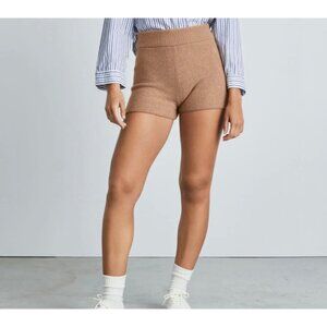 Everlane The Cosy Stretch Ribbed Shorts High Rise Wool Blend Soft Warm Beige Sz